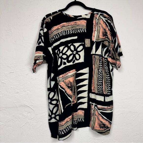 Morton Myles For The Warrens Black White Pink Abstract Print Blouse Womens M - Picture 8 of 9